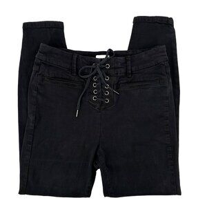 Amuse Society Womens Black Lace-Up High Rise Skinny Jeans Size 30